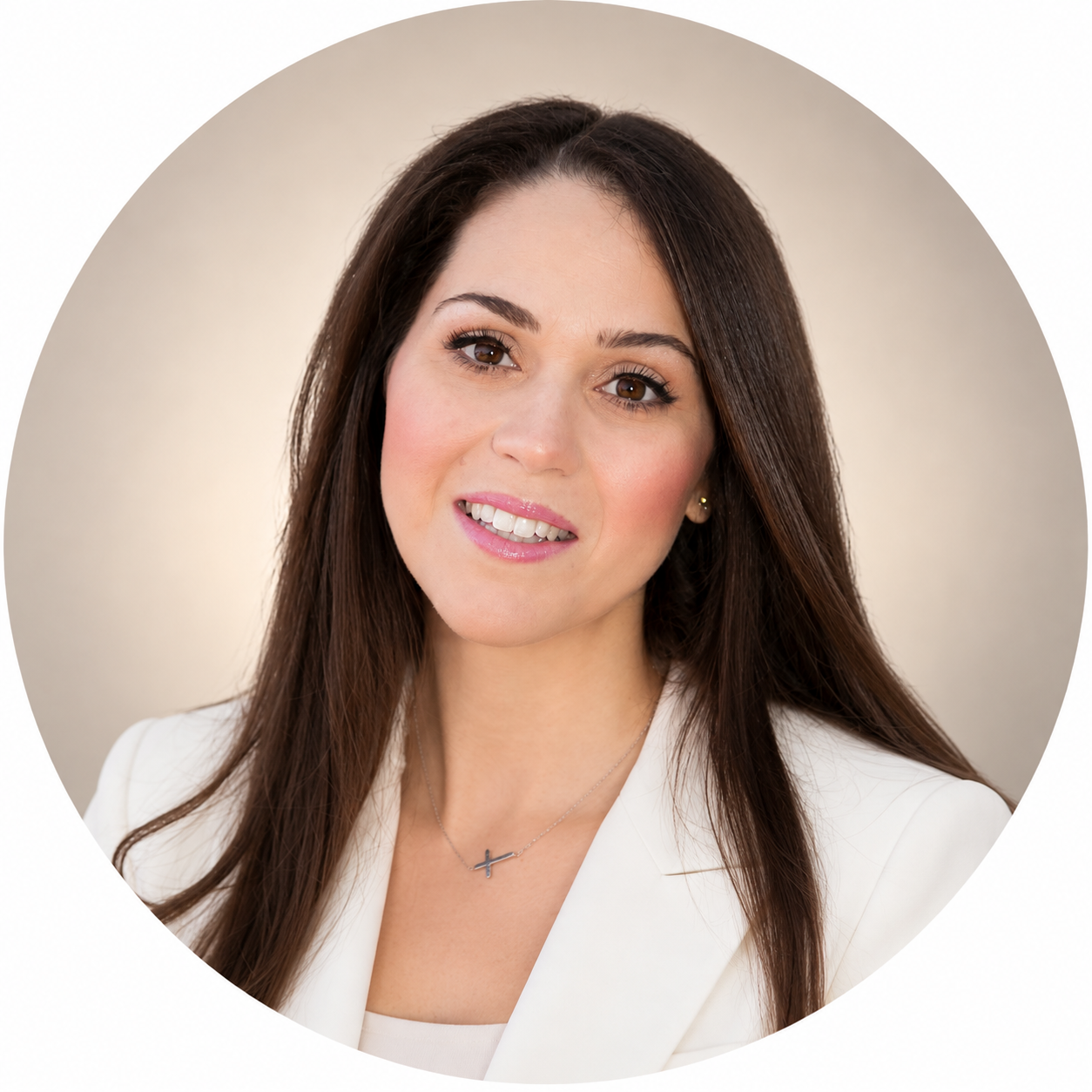 female integration specialist smiling in circular portrait | medhaus health